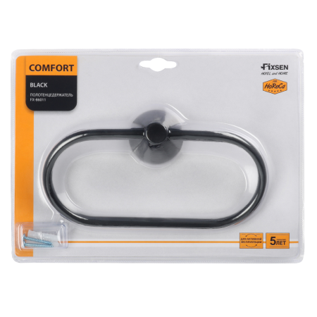 Полотенцедержатель кольцо FIXSEN "COMFORT BLACK" черный FX-86011
