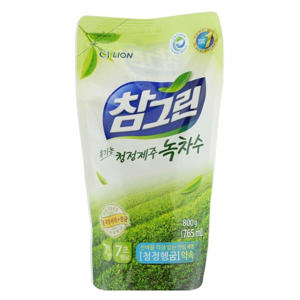 Cредство для мытья посуды CJ LION Chamgreen Зеленый чай 800гр запаска