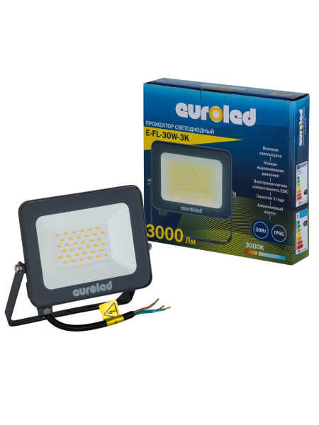 Прожектор светодиодный Euroled 30W 3000K IP65