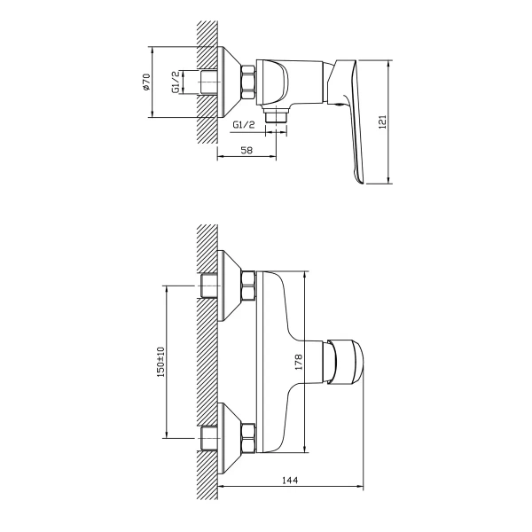 Смеситель для душа, хром ESKO Lagos LG 80 Смеситель для душа, хром ESKO Lagos LG 80