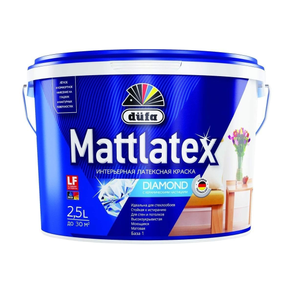 Краска водоэмульсионная "Dufa" MATTLATEX RD100 2,5л Краска водоэмульсионная "Dufa" MATTLATEX RD100 2,5л
