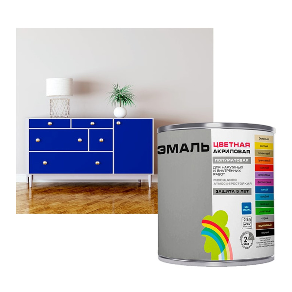 Эмаль Colors "Радуга-220" акриловая, цвет синий 1,9 л