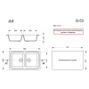 Кухонная мойка GranAlliance G-53, бежевый,прям.двойная:780х500 мм