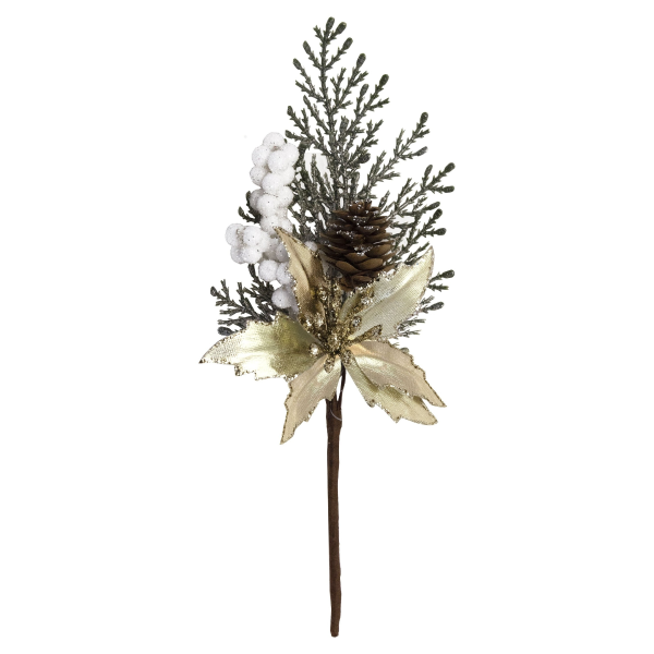 Украшение интерьерное новогоднее MAGIC TIME ветка с сосновой шишкой 5х10х22 см 92409
