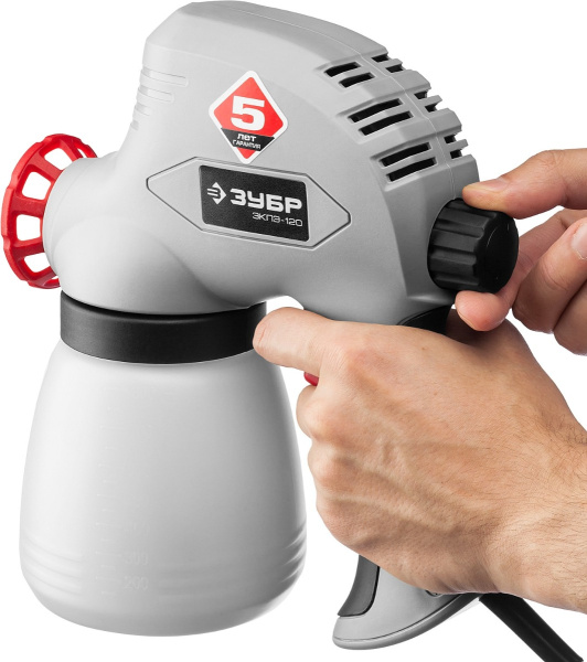 Краскопульт ЗУБР "МАСТЕР" электрический,краскоперенос 300 мл/мин, вязкость краски 60 DIN,0,8л,120Вт