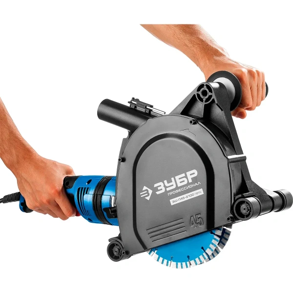 Штроборез (бороздодел) ЗУБР Профессионал d 180 мм, 2100 Вт, 45 мм, метал. ящик, (ЗШ-П45-2100 ПВТК)