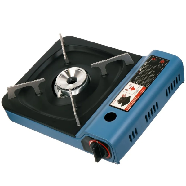 Плитка газовая в пластиковом кейсе Happy Home портативная с пьезоподжигом синия CN