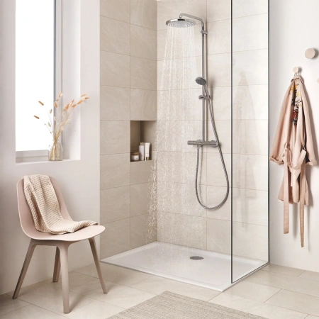 Душевая система GROHE Vitalio Start 26677000 250 CUBE с термостатом настенного монтажа круглый