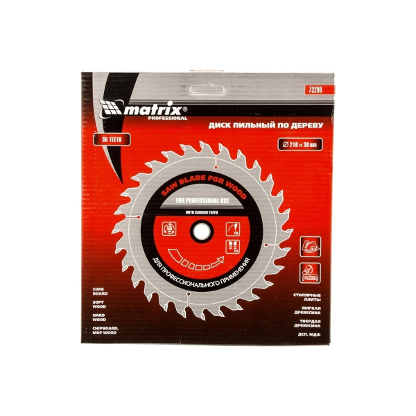 Пильный диск по дереву, 210 х 30мм, 36 зубьев // MATRIX