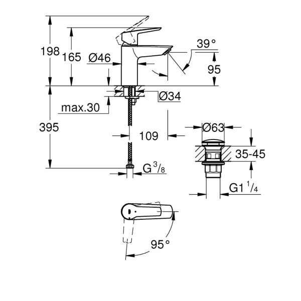 Смеситель д/р Grohe Start, DN 15 S-Size (235512432) Смеситель д/р Grohe Start, DN 15 S-Size (235512432)