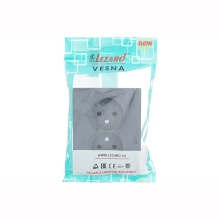Розетка VESNA 742 3400 128В двойная б/з бакалит графит