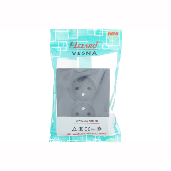 Розетка VESNA 742 3400 128В двойная б/з бакалит графит