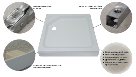 Поддон душевой Triton ПД21 ДК низкий квадрат 80х80 в комплекте