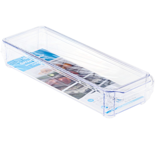 Органайзер для холодильника IDEA 10х30х5см с крышкой   Прозрачный М 1584