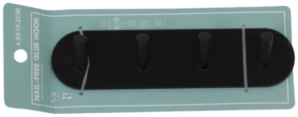 Планка с 4 крючками для ванной комнаты 19.2x4.8x3cm хром SHK0057A-A