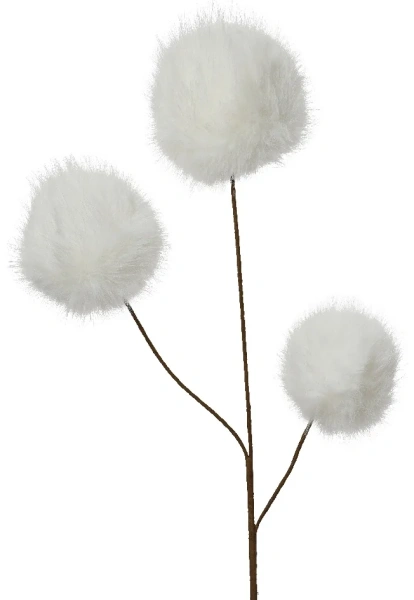 Ветка декоративная Everlands Меховые шарики white 70 см 531376 Kmg