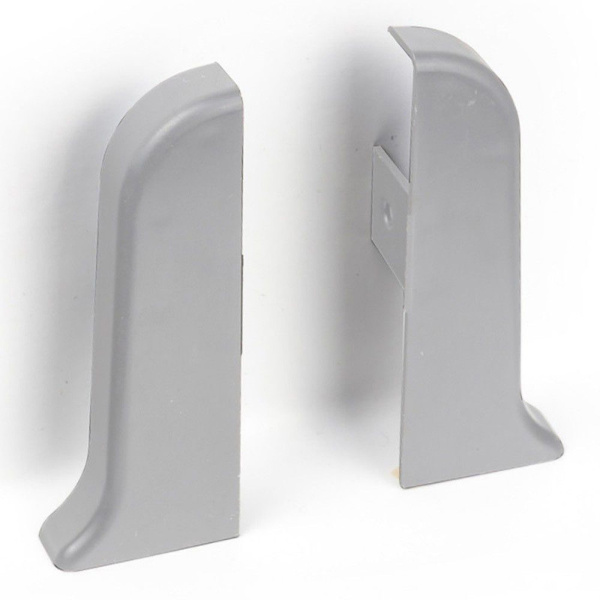 Торцевые (пара) для плинтуса 55мм "Идеал Классик", 081 Металлик серебристый