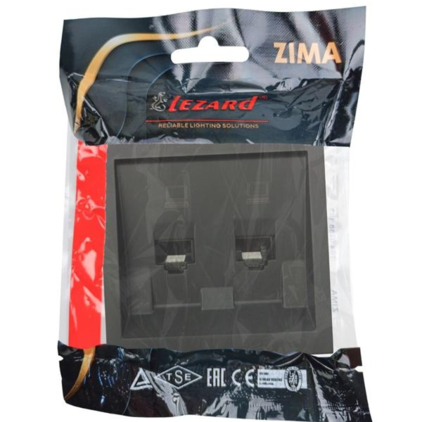 Розетка ZIMA 704 4288 141 компьютерная двойная черная матовая (механизм)