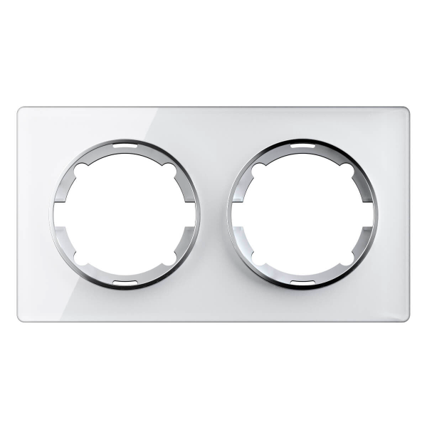 Рамка горизонтальная стеклянная двойная , цвет белый 2Е52201300