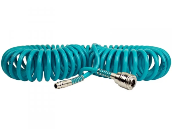 Полиуретановый спиральный шланг профессиональный BASF, 15 м, с быстросъемными соединением // Stels