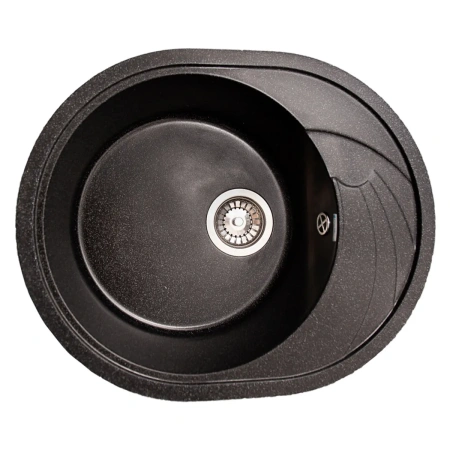 Кухонная мойка GranAlliance G-33, черный,овальная: 575х465х200 мм