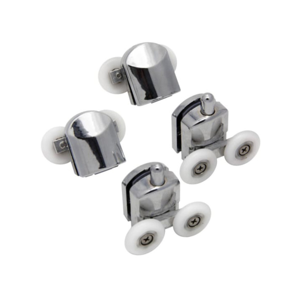 Ролики для душ. каб. Компл. №3 (двойн. ниж. 2 шт. + двойн. верх. 2 шт.) диам. 23-25 мм, хром, MP