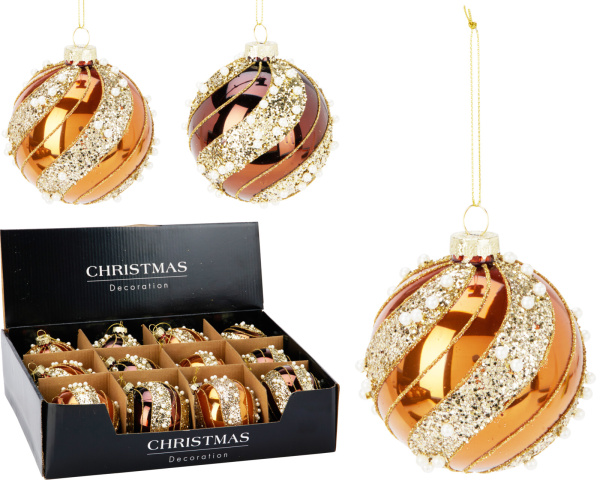 Шар елочный 8 см стеклянный, 2 вида в ассортименте ABR221520 К