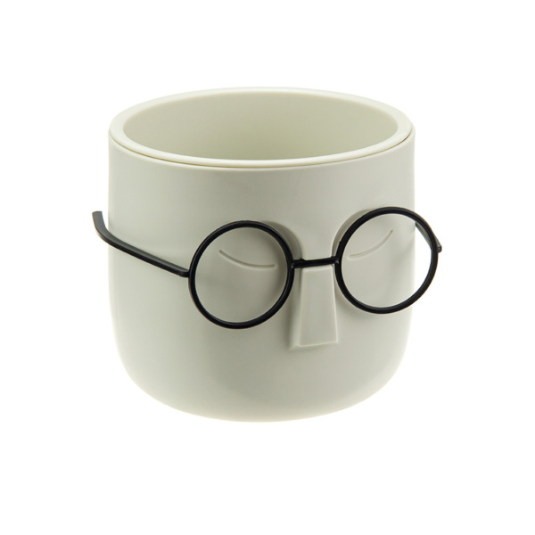 Кашпо IDEA СТИВ D115мм 0,65л со вставкой, белый ротанг.