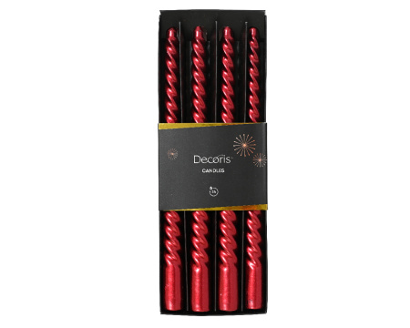 Набор столовых свечей Decoris 4 шт 25 см red 207688 Kmg