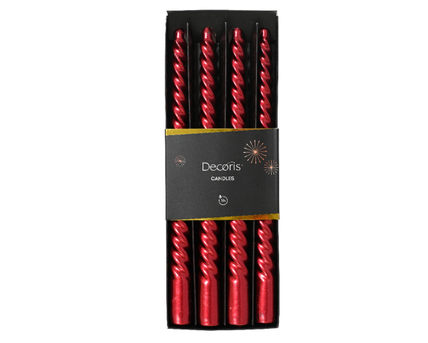Набор столовых свечей 4 шт 25 см red 207688 Kmg