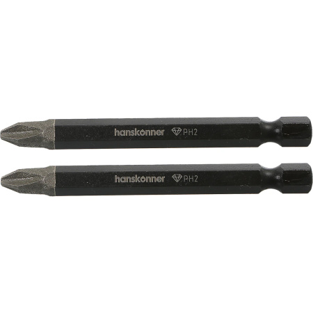 Биты Hanskonner HKPH2-75-2, PH2x75мм, сталь S2, Diamond, 2шт