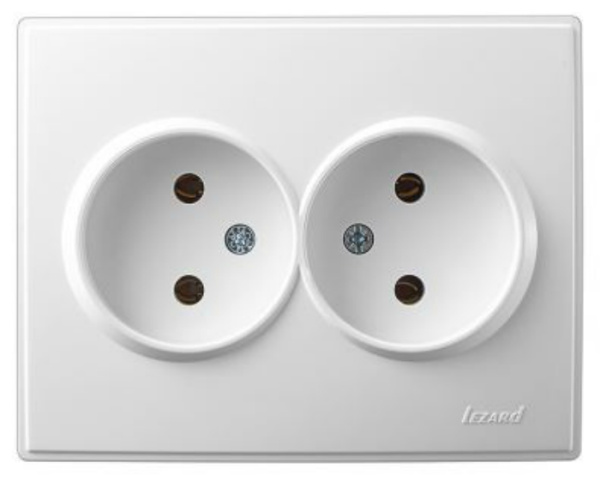 Розетка LESYA 705-0202-128 двойная б/з  керамика белая с белой вставкой