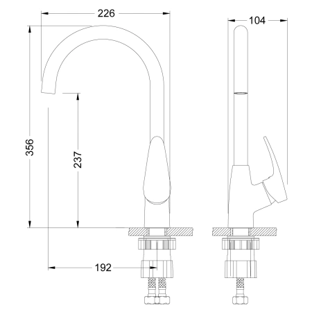 Смеситель д/к  Linara LM0405Cс высоким поворотным изливом, хром