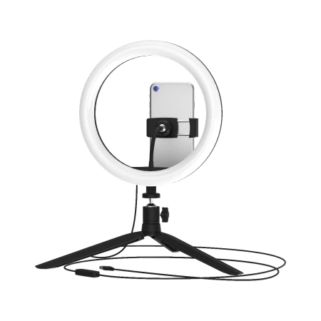 Св-к Gauss LED RL002 кольцевой с комплектом креплений для установки телефона . Ø 26см. Работает от U