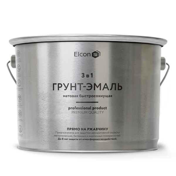 Грунт-эмаль по ржавчине Elcon 3в1 матовая желтая 2 кг