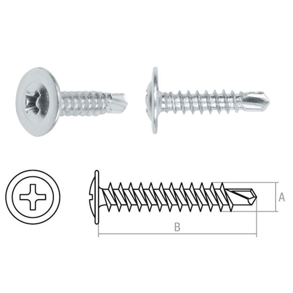 Саморез 4.2х13 мм с прессшайбой, цинк, острый (1000 шт в карт. уп.) STARFIX