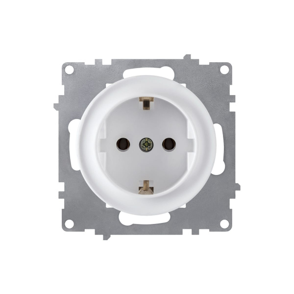 Розетка с заземлением, винтовые контакты, цвет белый (серия Florence) арт.1E10201300