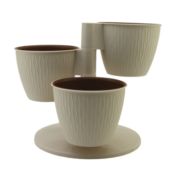 Каскад цветочный Пудра "ПИРАМИДА" пласт., из 3х горш.