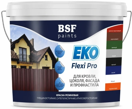 Краска резиновая трещиностойкая, суперэластичная, атмосферостойкая EKO Flexi Pro, графит  3 кг, шт