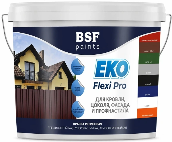 Краска резиновая трещиностойкая, суперэластичная, атмосферостойкая EKO Flexi Pro, графит  3 кг, шт
