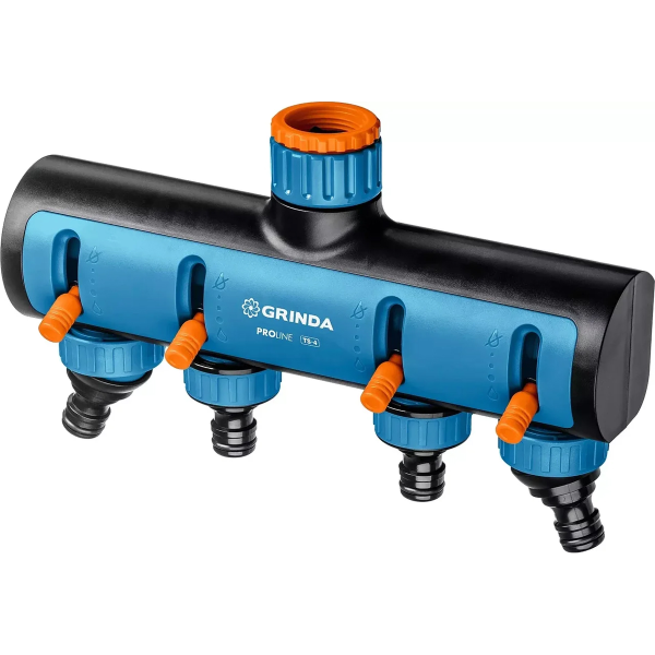 Распределитель поливочный GRINDA, TS-4, 3/4" - 1", четырехканальный, с внутренней резьбой, PROLine (