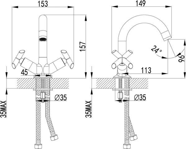 Смеситель д/р Lemark LM7507C "Практика"  с поворотным изливом, хром (к/к 8) Смеситель д/р Lemark LM7507C "Практика"  с поворотным изливом, хром (к/к 8)