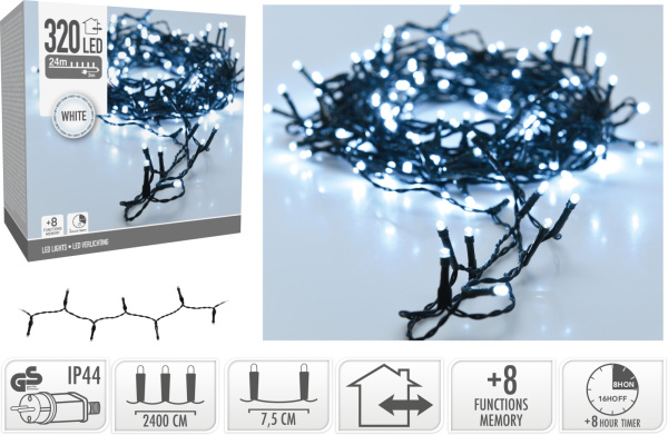 Электрогирлянда 320 LED холодный белый OUTDOOR/INDOOR AX8450150 К