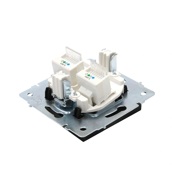 Розетка VESNA 742-4288-138 телефонная двойная евро черная матовая (механизм)