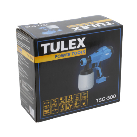 Краскопульт электрический TULEX TSG-500, 800мл, 60din/сек, 700мл/мин, d:1.8/2.6мм, 500Вт