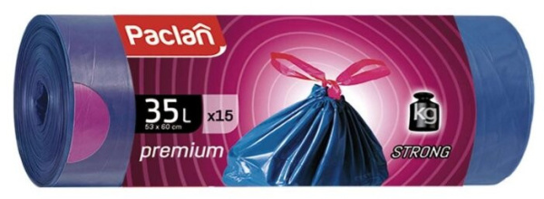 Paclan мешки для мусора с тесьмой Premium 35 л, 53х60 см, 15 шт, 30 мкм