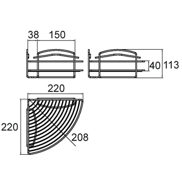 Полка угловая, проволка стальная,06 Milardo