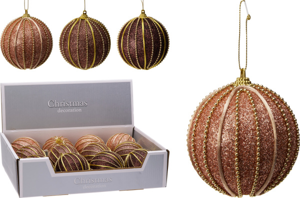 Шар елочный 8 см С блестками 3 вида в ассортименте ABJ450720 К