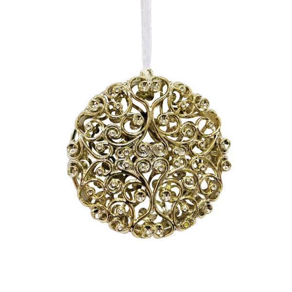 Украшение елочное подвесное ВРЕМЯ ЧУДЕС Шар 9,5Х3,6Х9,5 см золото 92958