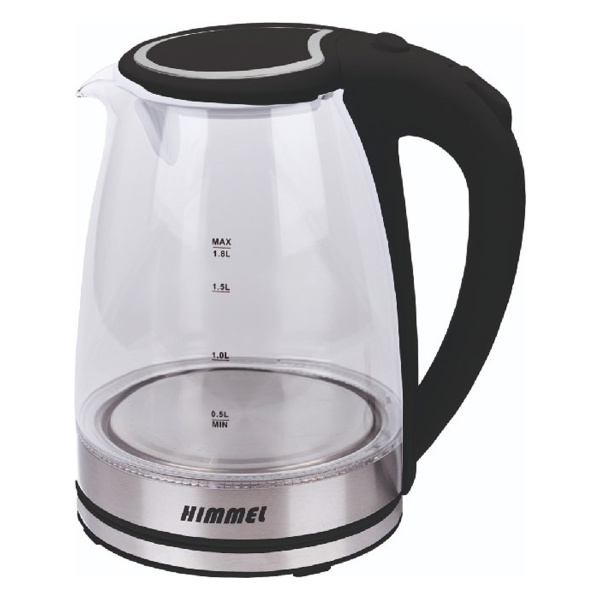Чайник электрический HIMMEL KB-1018, 1,8 л, 1500 Вт, закрытый нагревательный элемент, стекло пластик